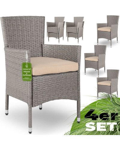 Garden Chairs Set of 4 Rattan Cream Beige